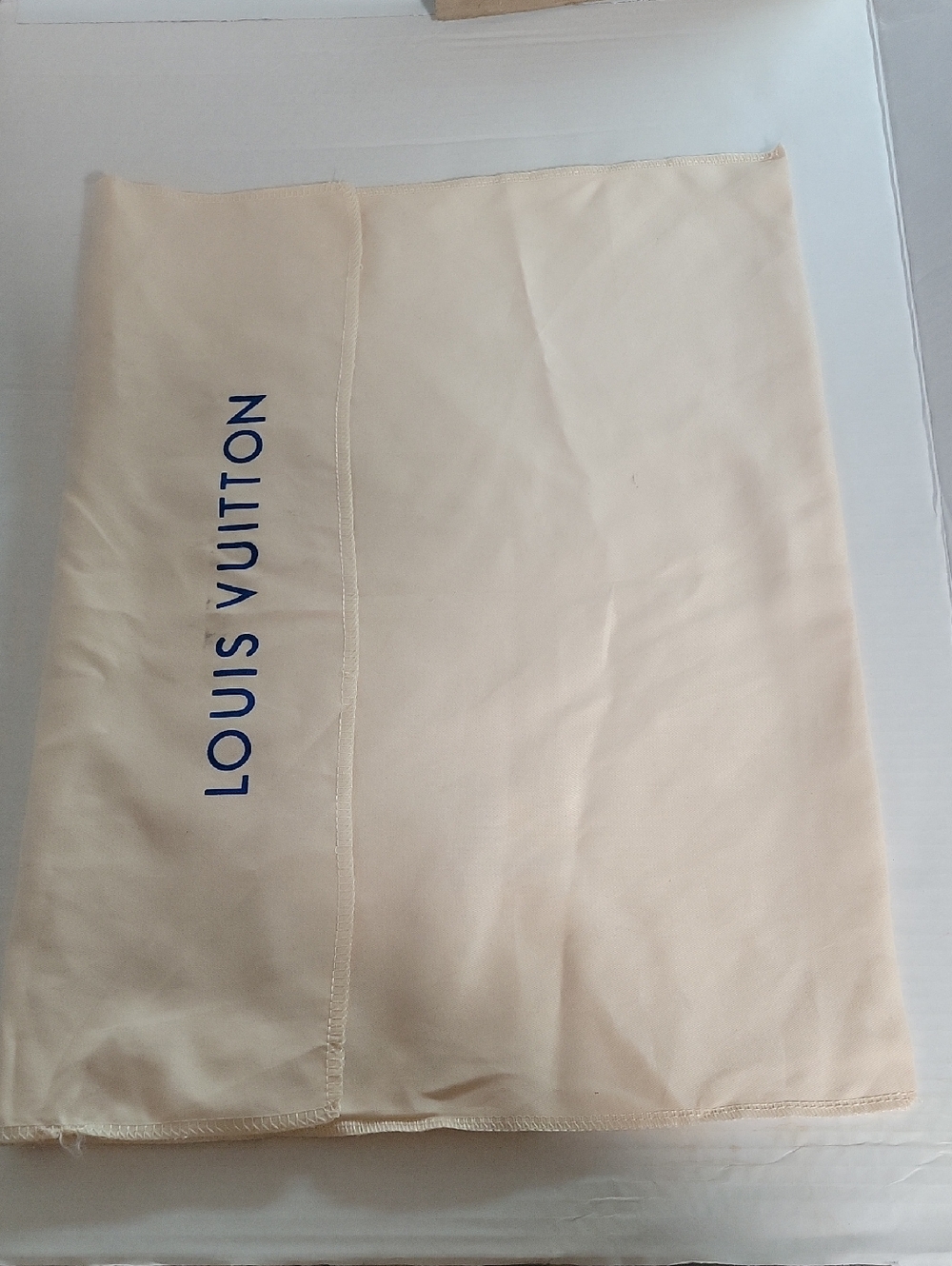 Louis Vuitton Cream Dust Bag with Blue Logo